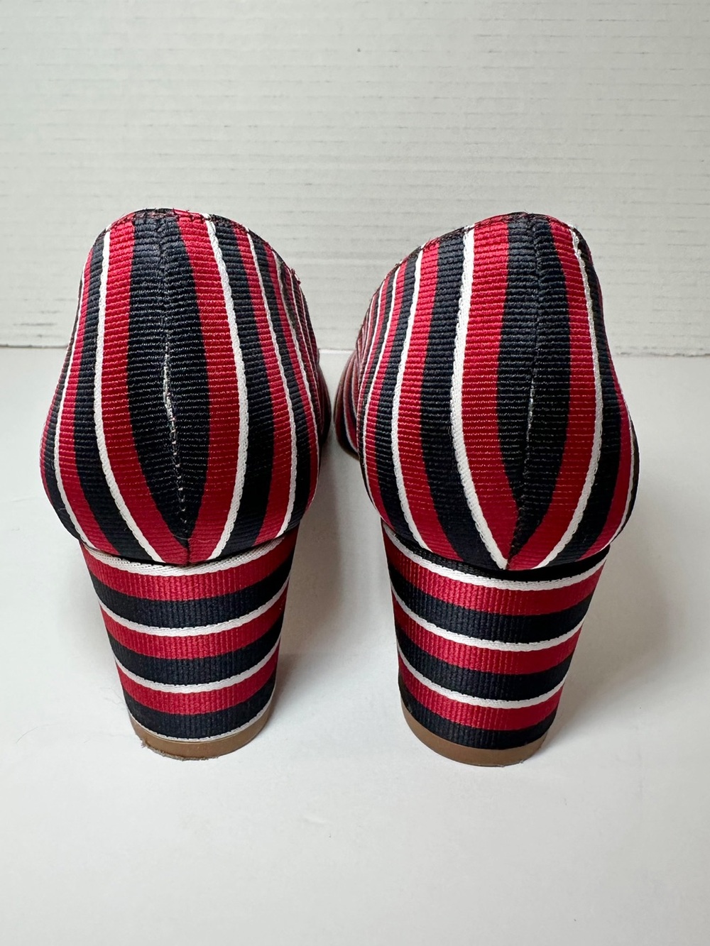 Talbots Women’s Red, White & Blue Stripe Kelsey Block Almond Toe Pumps- Size 8 - Picture 9 of 11